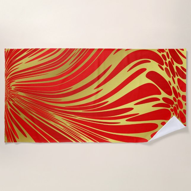 toalla de playa roja y dorada (Anverso)
