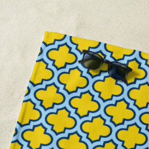 Toalla De Playa Rojo azul amarillo y bebé, Entramado, Quatrefoil