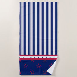 Toalla De Playa Rojo Azul Blanco Patriótico Estrellas Stripes Toal