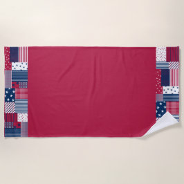 Toalla De Playa Rojo, blanco y azul