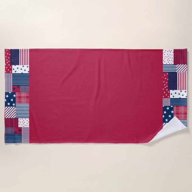 Toalla De Playa Rojo, blanco y azul (Anverso)