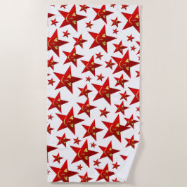 Toalla De Playa rojo, riendo, feliz, estrellas, arcoíris, colores,