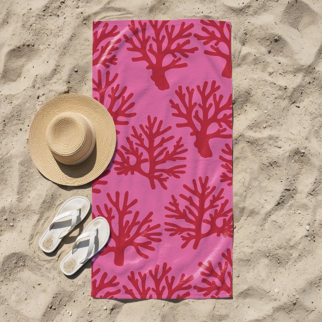 Toalla De Playa Rojo Rosa Coral Tropical (Subido por el creador)