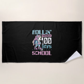 Toalla De Playa Rollin' Through 100 Days Of School Unicorn Kinderg