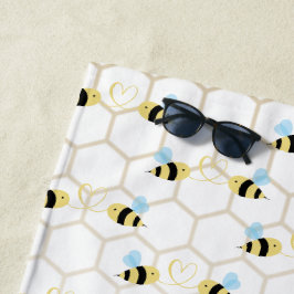 Toalla De Playa Romantic Funny Two Honeybees In Love Design