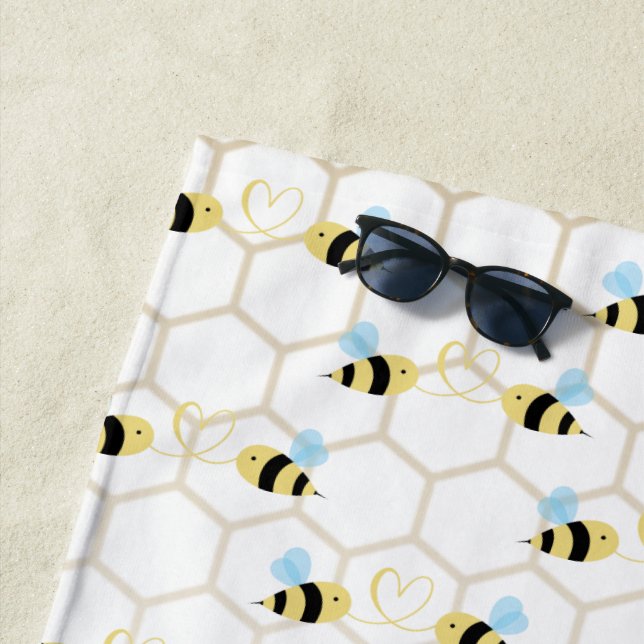 Toalla De Playa Romantic Funny Two Honeybees In Love Design (In situ)