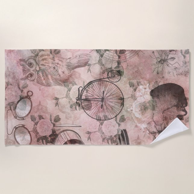 Toalla De Playa Romantic Steampunk | Ephemera de época antigua (Anverso)