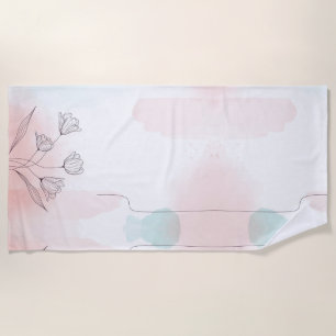 Toalla De Playa Romántica acuarela rosa Floral elegante