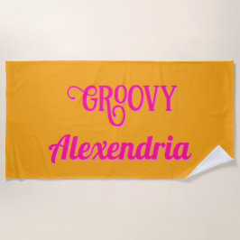 Toalla De Playa Rosa caliente y Naranja personalizado