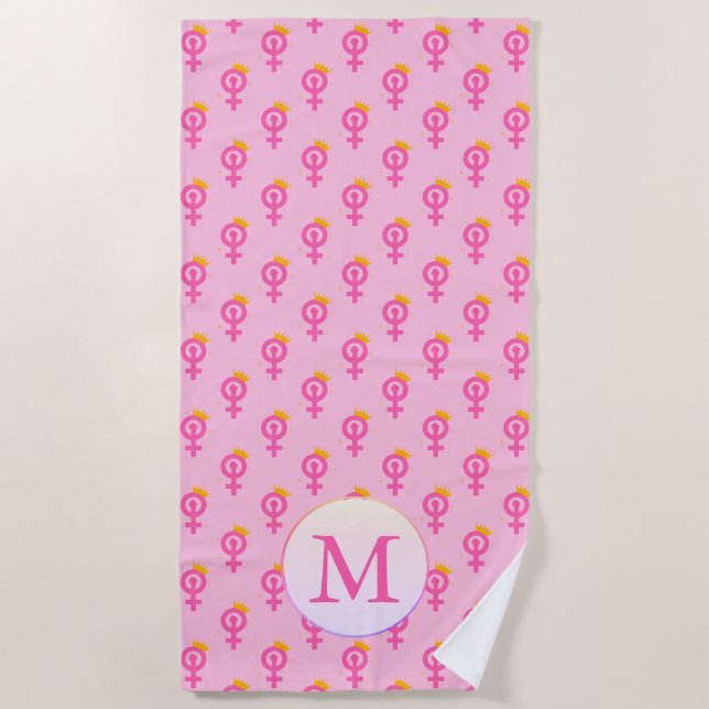 Toalla De Playa Rosa feminista personalizado (Anverso)