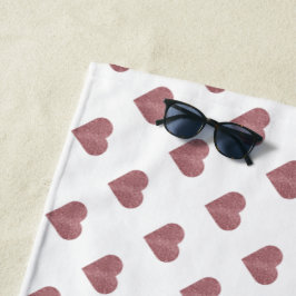 Toalla De Playa Rosa purpurina Corazón de Oro Fondo Blanco