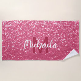 Toalla De Playa Rosa rosa claro chispas purpurina Monograma