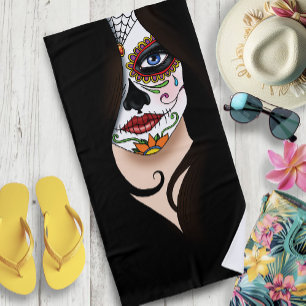 Toalla De Playa Rosa Sugar Skull Retrato