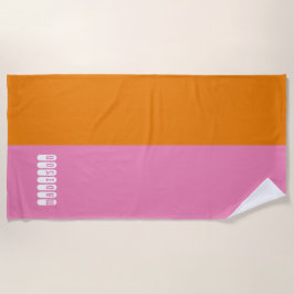 Toalla de playa rosa y Naranja personalizada