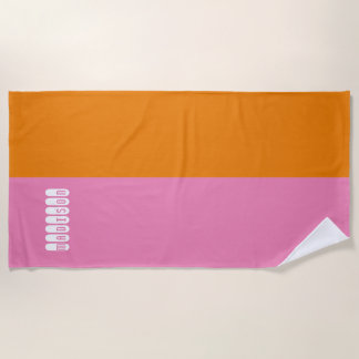 Toalla de playa rosa y Naranja personalizada