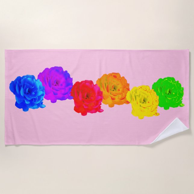 Toalla De Playa Rosas del arcoiris (Anverso)