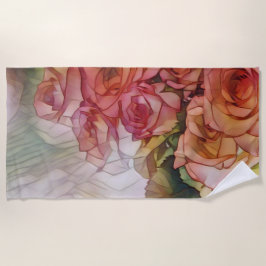 Toalla De Playa Roses Rojos En La Luz Solar Aplastada