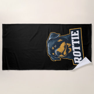 Toalla De Playa Rottie – Starkes Rottweiler Portrait