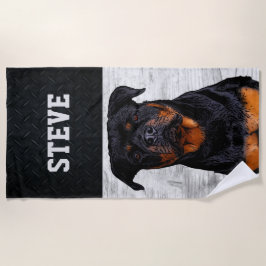 Toalla De Playa Rottweiler Dog Animal Name Guay Rugged Puppy