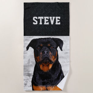 Toalla De Playa Rottweiler Dog Animal Name Guay Rugged Puppy