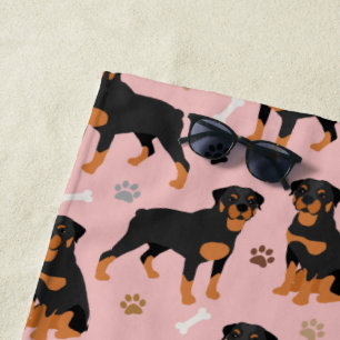 Toalla de playa Rottweiler Dog Bones y Paws