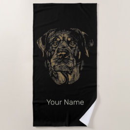 Toalla De Playa Rottweiler Dog Vintage Portrait Rottie Diseño