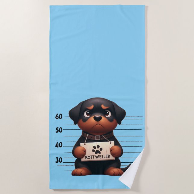 Toalla De Playa Rottweiler travieso (Anverso)