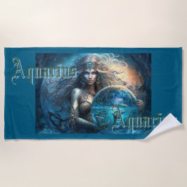 Toalla De Playa Rótulo Aquarius Zodiac