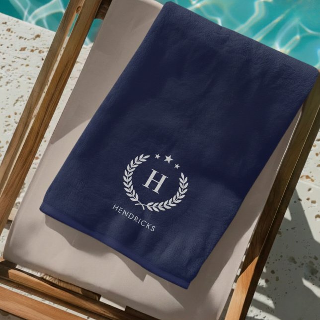 Toalla De Playa Royal Blue | Monogram Stylish Modern Minimalist (Subido por el creador)