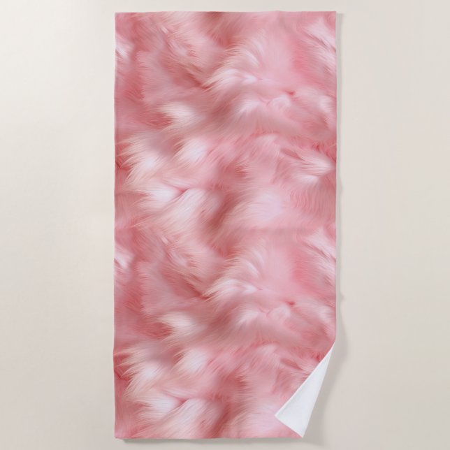 Toalla De Playa Rubor Pink Faux Fur (Anverso)