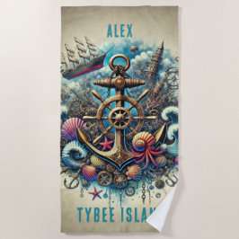 TOALLA DE PLAYA RUEDA/ANCLAJE DE BARCOS PROFUNDOS DE VAPOR SIMILAR