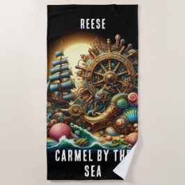 TOALLA DE PLAYA RUEDA DE BARCO STEAMPUNK CAPRICHOSA PROFUNDA