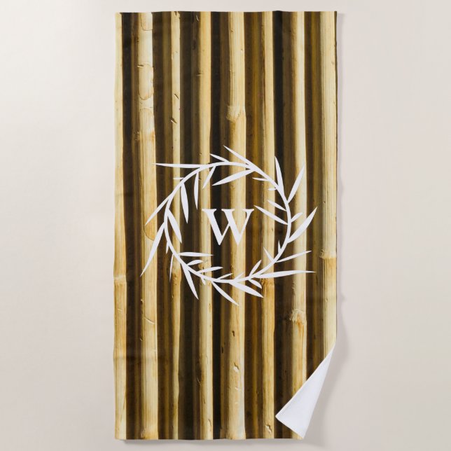 Toalla De Playa Rustic Bamboo Monogram Vertical Lines Pattern (Anverso)