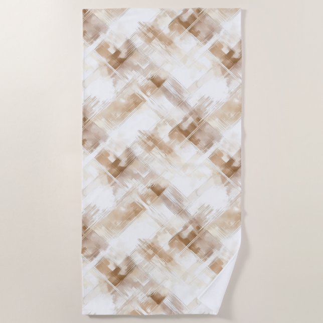 Toalla De Playa Rustic Cream Brown Stripes (Anverso)
