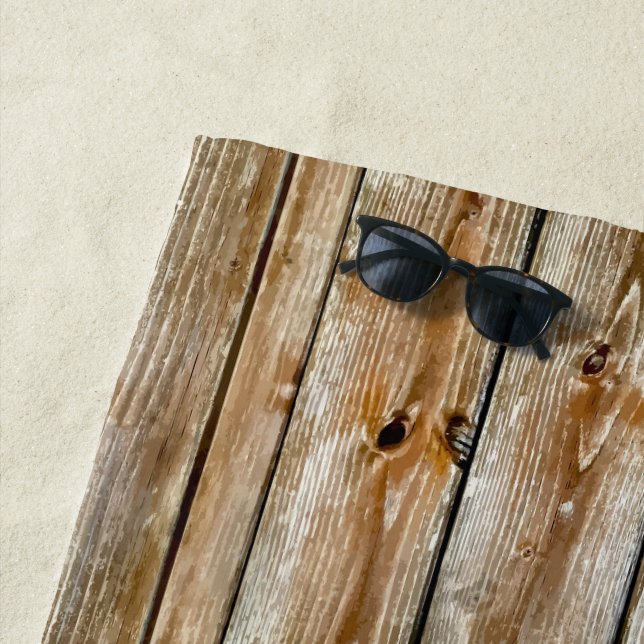 Toalla De Playa Rustic Weathered Brown Wood Plank Seamless Pattern (In situ)