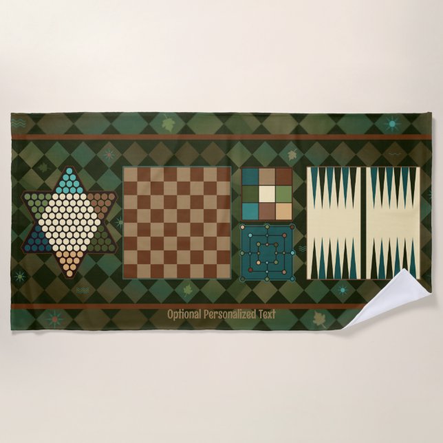 Toalla De Playa Rústico tablero de juego clásico de personalizable (Anverso)