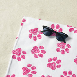 Toalla De Playa Rutas de perro, garras de perro, garras rosadas