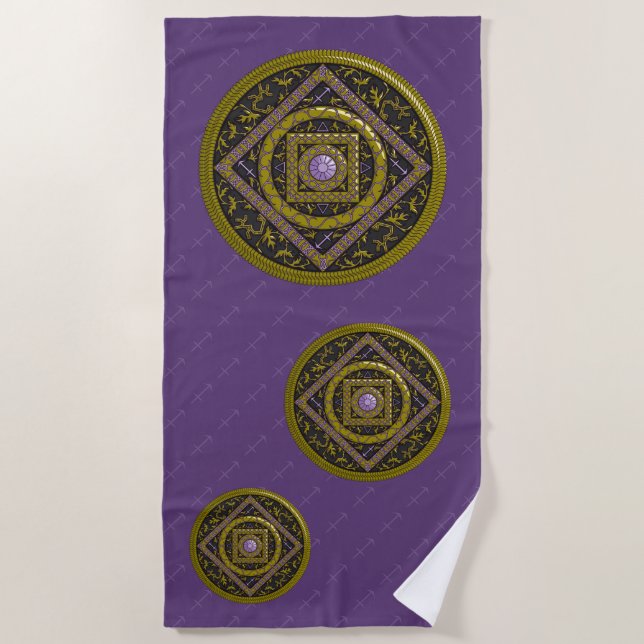 Toalla de playa Sagittarius Mandala (Anverso)