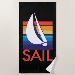 Toalla De Playa SAIL Bote_rainbow sunset_blacklight estilo