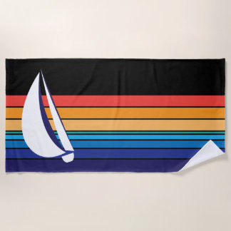 Toalla De Playa Sailboat_rainbow Sunset_horizontal tonalidades