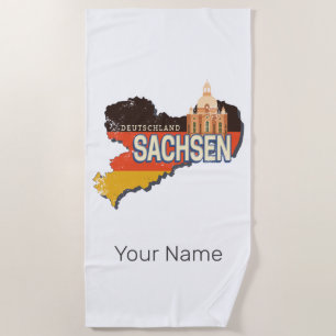 Toalla De Playa Sajonia Alemania Mapa del Estado Retro Recuerdos d