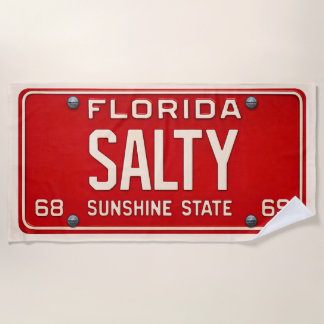 Toalla De Playa Salado 1969 | Placa de licencia retro roja de Flor