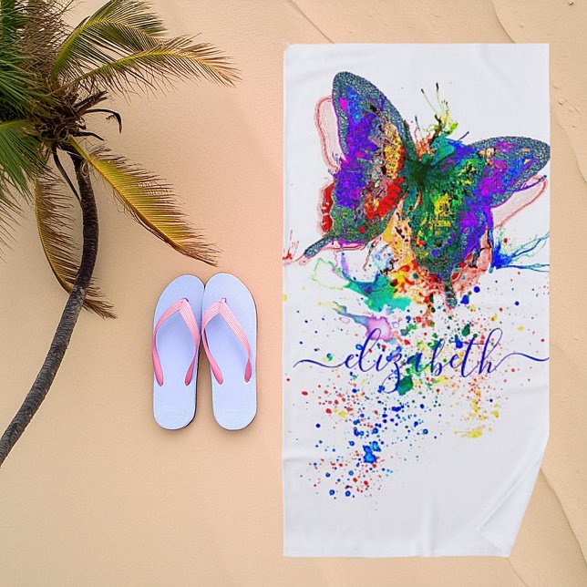 Toalla De Playa Salpicadura de mariposa personalizada  (Subido por el creador)