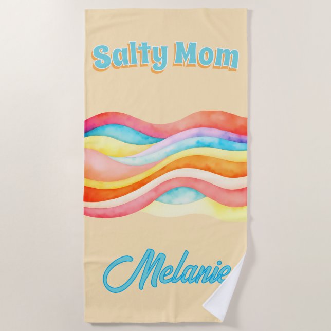 Toalla De Playa Salty Mom Coastal Summer Vibes (Anverso)
