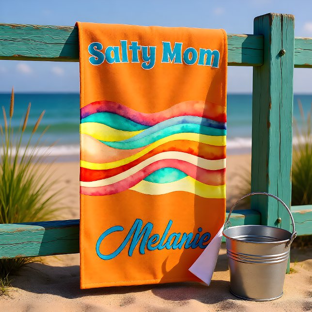 Toalla De Playa Salty Mom Coastal Summer Vibes (Subido por el creador)