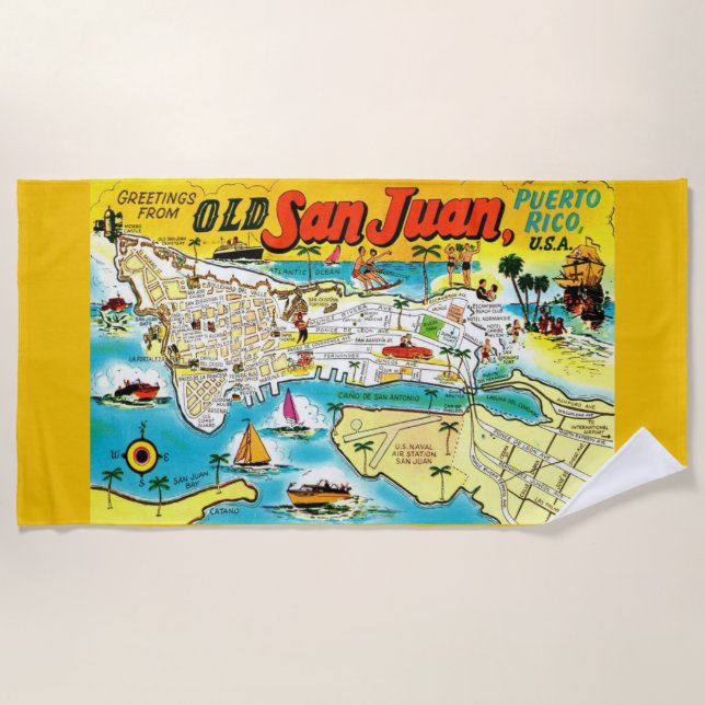 Toalla De Playa Saludos desde San Juan Puerto Rico (Anverso)