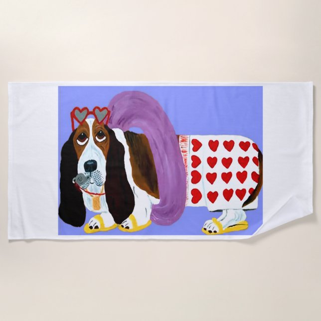 Toalla De Playa Salvavidas Basset Hound (Anverso)