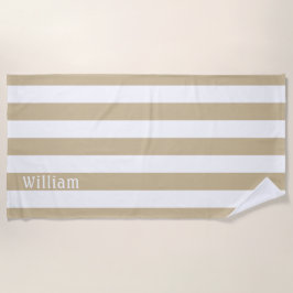 Toalla De Playa Sand Brown White | Bandas de Cabana Personalizadas