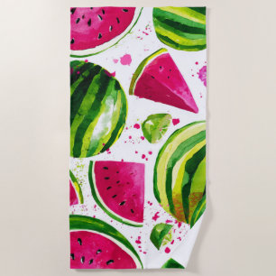 Toalla De Playa Sandía Tropical Afeminada Rosa Verde Frutas