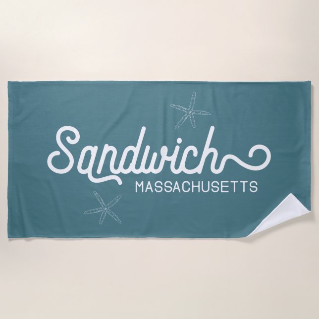 Toalla De Playa Sandwich Massachusetts Nautical (Anverso)